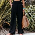 thumbnail image 1 of Pantalón De Pierna Ancha Pantalones casuales de mujer Algodón Lino Suelto Sólido Verano Pantalón de pierna ancha (Negro S) Ygjytge para Mujer Negro T XL, 1 of 1