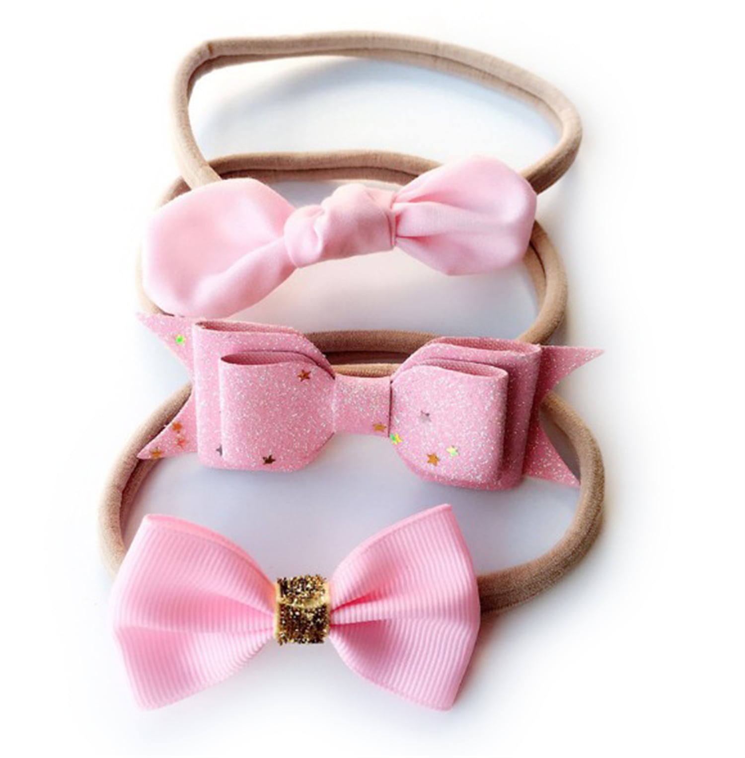 Baby Girls Chiffon Blume Haarbänder Pink Ribbon Kopfband Turban Prinzessin 