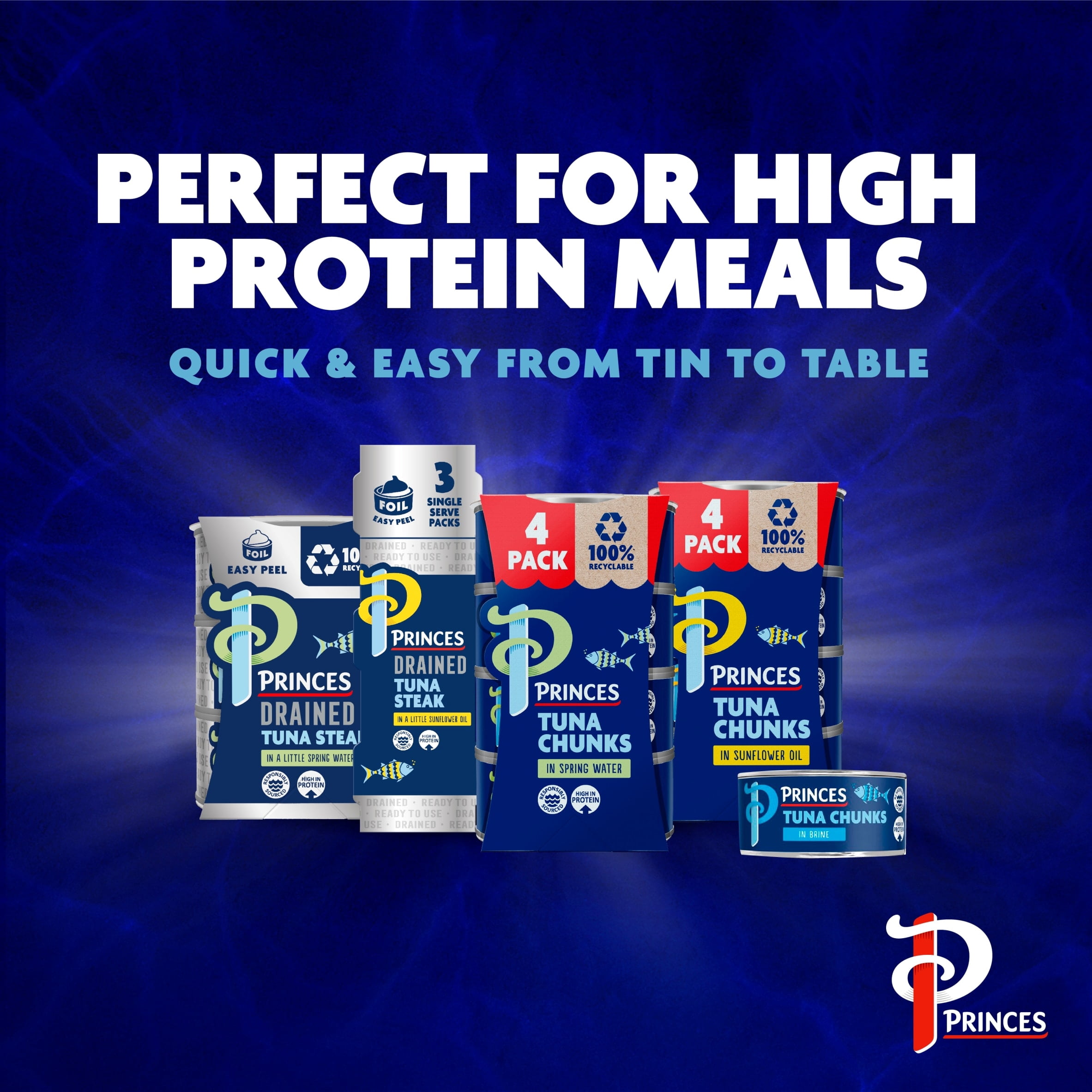 Princes Tuna Chunks In Spring Water 4X145g, Imported from Britain