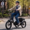 thumbnail image 3 of Qlife Triker 2.0 Folding 3 Wheel Electric Tricycle for Adults, 18" x 3.0" Foldable Electric Bike with Max 18MPH, 350W 48V 10.4Ah Battery Etrike, Black, 3 of 11