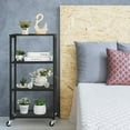 thumbnail image 6 of 4-Tier Wire Storage Rolling Cart Mesh Shelves Wood Table, 6 of 8