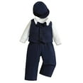 thumbnail image 4 of Esaierr Toddler Baby Boys Clothes 1-2Y Infant Long Sleeve Gentleman Outfits + Suspender Pants + Bowtie + Vest +Hat Baby Boy Suit Set, 4 of 8