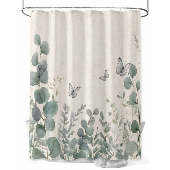 Shower Curtain Eucalyptus Leaf Shower Curtains for Bathroom, Waterproof Polyester Shower Curtain Set with Hooks, Standard Size 72" x 72" Butterfly