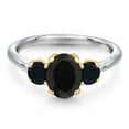 thumbnail image 3 of Gem Stone King 10K Two Tone Gold Black Onyx Engagement Ring for Women | 2.04 Cttw | Oval 8X6MM | Gemstone December Birthstone | Size 7, 3 of 6