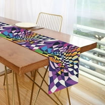Yayeee Table Runner 70 inches Long Home Kitchen Dinning Party Decoration, Purple Wavy Plaid