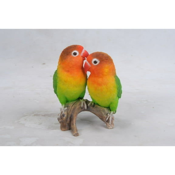 Hi-Line Gifts Parrots on Tree Branch Outdoor Garden Statue - 5.25"