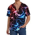 thumbnail image 1 of Fotbe Red And Blue Lightning Camisa Estampada de Manga Corta para Hombre, Casual de Verano, Estilo Playero, Sin Arrugas-3X-Large, 1 of 5
