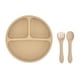thumbnail image 1 of Plato llano Platos de silicona para bebés, niños pequeños, plato de autoalimentación para bebés con cuchara y tenedor de silicona, sin BPA, diseño dividido, apto para lavavajillas y microondas Abody  Plato llano, 1 of 7