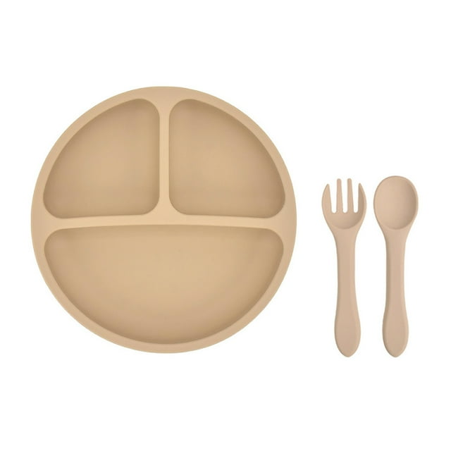 Mistaha Silicone Plates for Babies Toddlers Self Feeding Baby Plate with Silicone Spoon & Fork BPA Free Divided Design Dishwasher & Microwave Safe