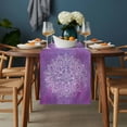 thumbnail image 2 of Boho Floral Table Runner - 48 Inch Long, Kitchen Dining Table Runner Dresser Scarves, Purple Flowers Vintage Bohemian Watercolor Farmhouse Decor for Coffee Tables Wedding Party Banquet, 2 of 8