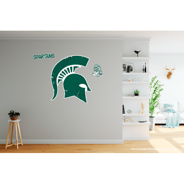 Classic Michigan State Msu Spartan Helmet Sparty Head Xl Wall Decal Set Walmart Com Walmart Com