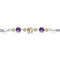 thumbnail image 2 of Gem Stone King 925 Sterling Silver and 10k Yellow Gold Peach Morganite Purple Amethyst and White Lab Grown Diamond Bracelet for Women (3.23 Cttw, Round 7MM and 6MM, 6.5/7/7.5 inch, Made in Italy), 2 of 4
