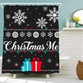 thumbnail image 1 of Whimsical Black Christmas Shower Curtain with Snowflakes Stars & Wrapped Presents Festive Holiday Decor, 1 of 4