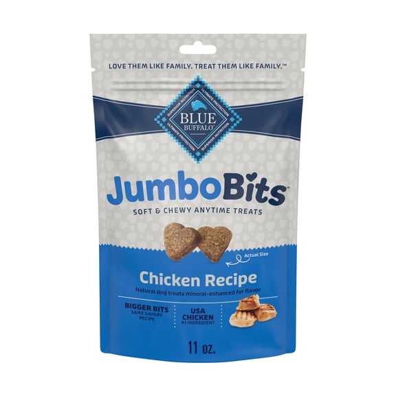 Blue Buffalo Jumbo Bits Chicken Recipe, Soft & Chewy Natural Dog Treats, 11 oz. Bag