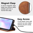 thumbnail image 3 of Premium PU Leather Flip Folio Case for Xiao Redmi 9A/9AT/9i, Magnetic Closure Protective Case Kickstand Card Cash Slot Shockproof Durable Wallet Cover Soft TPU Inner Phone Case - Brown, 3 of 16