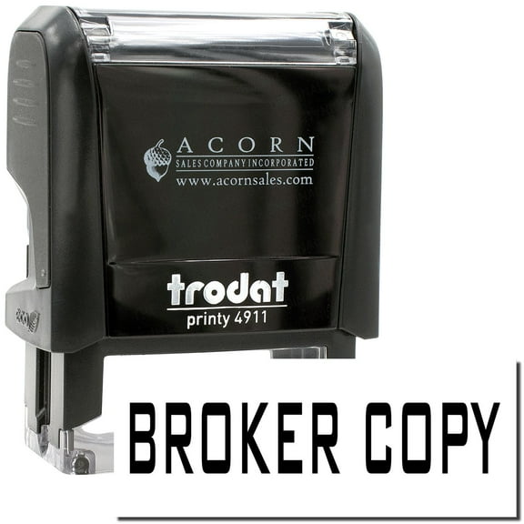 Self-Inking Broker Copy Stamp, Trodat Printy 4911, Press and Print Stamping, Impression Size 5/8" x 1-1/2", Up to 10,000 Impressions - Black Ink