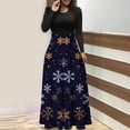 thumbnail image 2 of Robes pour Femmes 2022 Noël Col Rond Manches Longues Patchwork Imprimé Robe Longue Ligne A Robe d'Automne pour Dames, 2 of 6