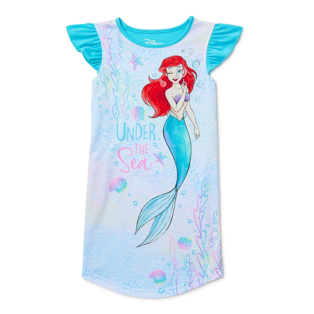 Disney The Little Mermaid Ariel Girls Nightgown Pajama, Sizes 412