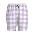 thumbnail image 4 of Wukai Purple Checkboard Men’s Short Pajama Pants With Pockets Soft Sleep Pj Shorts for Men-Large, 4 of 6