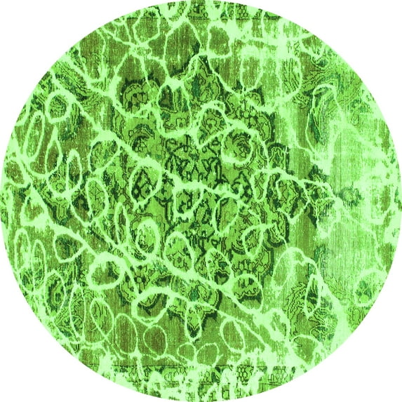 Ahgly Company Indoor Round Abstract Green Modern Area Rugs, 8' Round