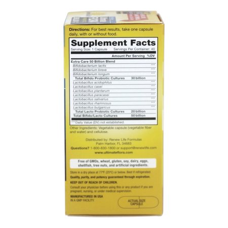 Renew Life - Ultimate Flora Probiotic Extra Care 50 Billion - 40 Vegetarian Capsules