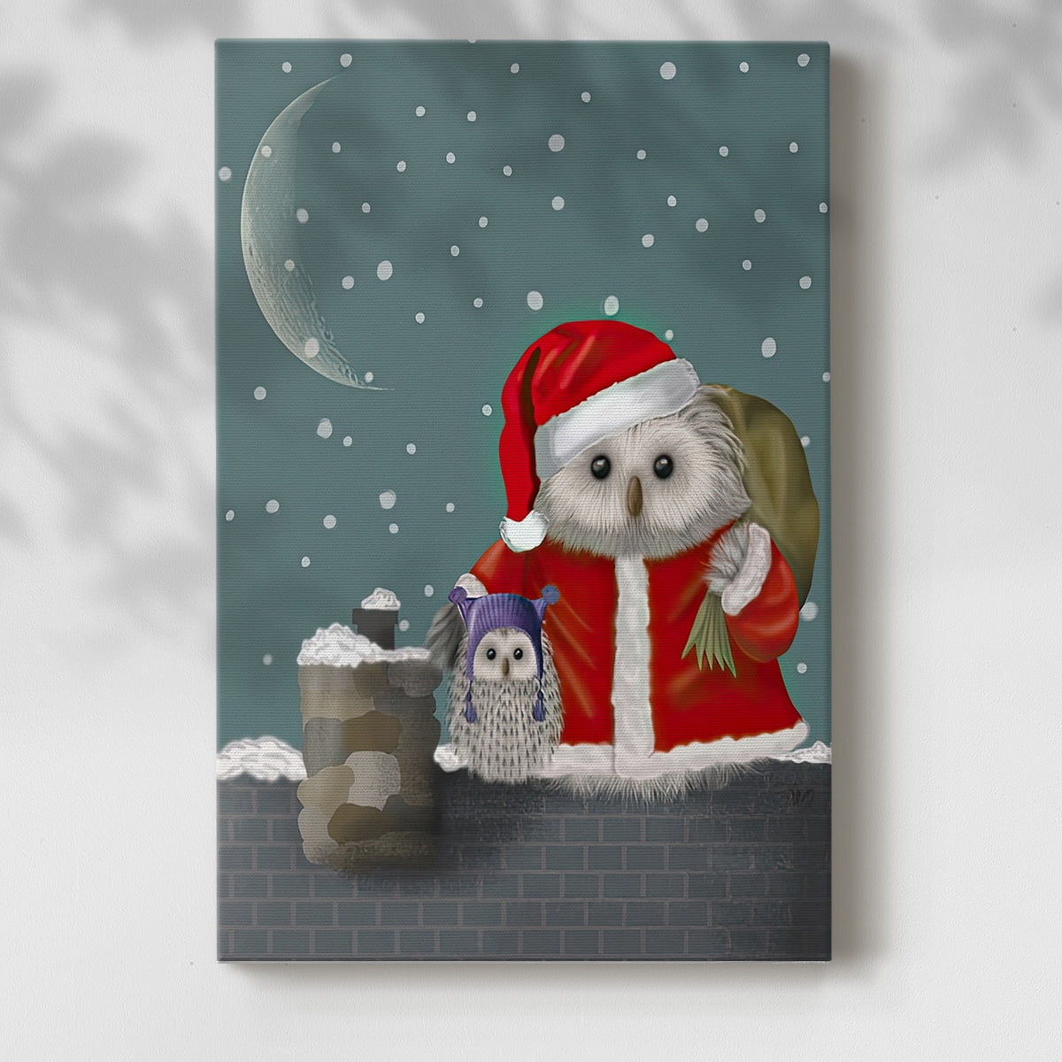 Christmas Santa Owl- Gallery Wrapped Canvas