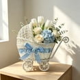 thumbnail image 6 of YingYouFu Mini Wicker Stroller Decoration, Rattan Doll Carriage Woven Candy Basket Centerpiece Decor for Weddings Showers, Decorative Flower Girl Cart, Event Centerpiece Decoration, 6 of 6