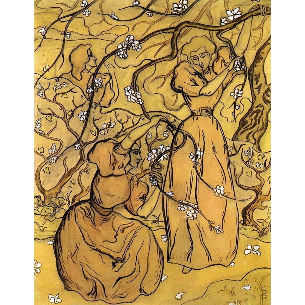 Ranson, Paul 20x24 Black Modern Framed Museum Art Print Titled - Femmes Sous Les Arbres En Fleurs