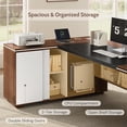 thumbnail image 4 of Vividwood L-Shaped Executive Desk with Cabinet Storage, 71" Office Computer Desk with Storage Shelves, CPU Stand, Cable Management (Brown), 4 of 9