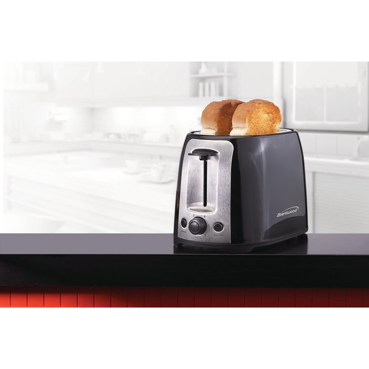 Brentwood 2-Slice Cool-Touch Toaster with Extra-Wide Slots (Black), TS-292BPT