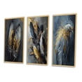 thumbnail image 3 of Designart "Boho Chic Feathers Gold III" Glam Feather Framed Wall Art Set Of 3 - Gold Glam Feather Frame Canvas Set For Living Room Decor, 3 of 6