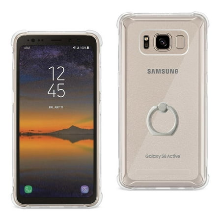 Samsung Galaxy S8 Active Transparent Air Cushion Protector Bumper Case With Ring Holder In Clear
