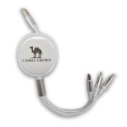 Camel Crown 3 في 1 كابل شحن سريع سلك شاحن قابل للسحب كابل بيانات Usb من النوع C، أبيض