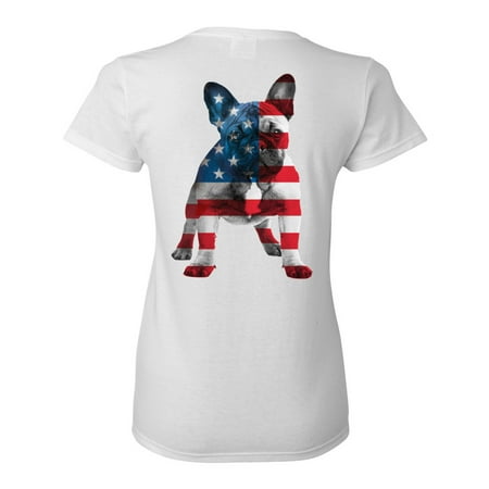 - Awkward Styles American Flag French Bulldog Women Shirt Independence Day Pro America Bulldog T shirt for Ladies Gifts Pro America Bulldog T shirt for Her Dog Girls Gifts USA Print on the Back Only