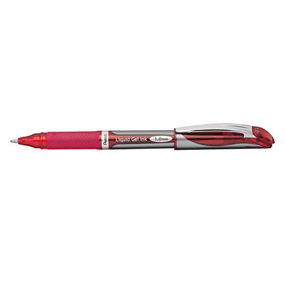 Pentel EnerGel Deluxe Liquid Gel Pen, Bold Line, Metal Tip, Red Ink, Box of 12 (BL60-B)