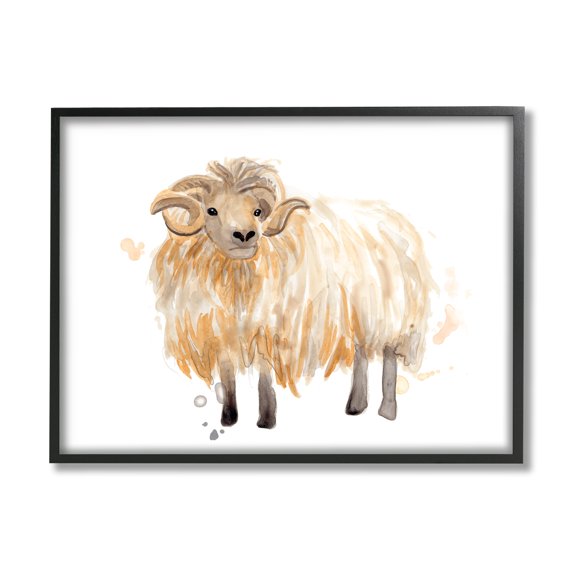 Stupell Industries Stoic Highland Mountain Goat Curved Horn Ram, 11 x 14, Designed by June Erica Vess