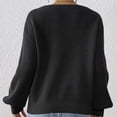 thumbnail image 6 of Uootdi Women's V Neck Sweater Balloon Sleeve Ribbed Knit Pullover Casual Loose Fit Fall Fashion Trendy Oversized Jumper Cozy Winter Top Black Women Top, 6 of 7