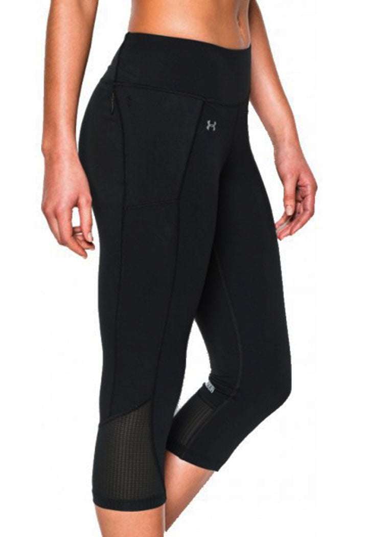 Black Under Armour Fly-By Womens Running Capri Tights 