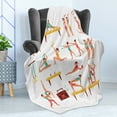 thumbnail image 4 of Gymnastics Soft Flannel Fleece Throw Blanket, Pommel Horse Maces and Ribbons Athlete Performing Acrobatics Pattern, Cozy Plush for Indoor and Outdoor Use, 70" x 90", Multicolor, by Ambesonne, 4 of 5
