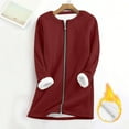 thumbnail image 2 of ZQUUVOU Women's Fleece Sweatshirts Dress Fall Winter Fleece Lined Warm Sweatshirts Loose Full Zipper Thick Warm Jacket with Pockets Burgundy, 2 of 9