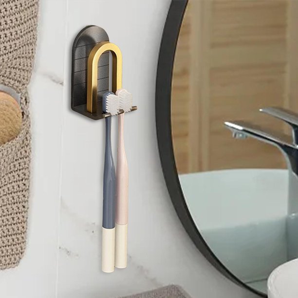Soporte de cepillo de dientes de aluminio Baoblaze Montado en la pared Multifuncional Impermeable Negro