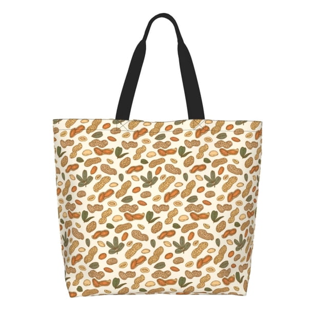 Fotbe Set With Peanut Bolsa Tote Estética de Lona con Estampado para Mujer - Bolsa Reutilizable de Hombro Casual para Vacaciones, Compras, Trabajo y Gimnasio