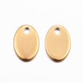 thumbnail image 2 of Ion Plating(IP) 304 Stainless Steel Charms Stamping Blank Tag Oval Real 18k Gold Plated 9x6x0.8mm Hole: 1mm, 2 of 2