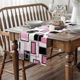 thumbnail image 3 of Pink Black Table Runner, Geometric Modern Kitchen Dining Decoration for Home Party, Block Home Decor for Living Room Dresser Scarfs for Bedroom, 13.8" x 91" (No Glitter), 3 of 6