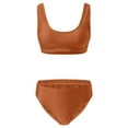 thumbnail image 5 of MIXUE Swim Suits for Women Summer Solid Color Strappy Square Collar Seamless Bra And Panty Set Sports Two Piece Tankini Holiday Wear,Brown,XXL, 5 of 6