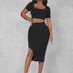 thumbnail image 1 of Top corto para mujer + faldas de punto de verano conjunto de falda Sexy traje de falda de cintura alta Simple FLhrweasw Nuevo, 1 of 7