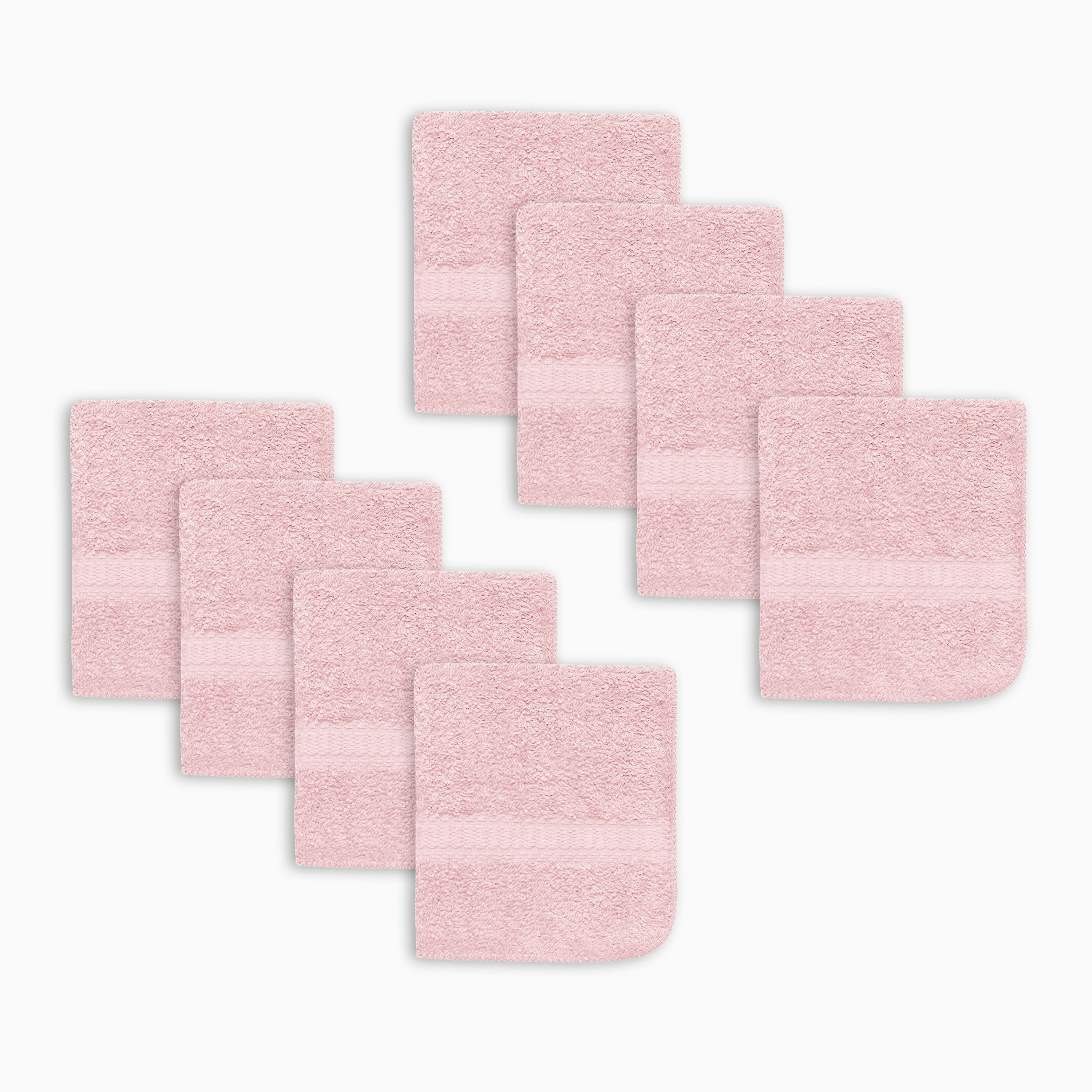 Mainstays Basics 8pk Washcloth Set, Pink, 100% Cotton, 12x12