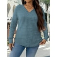 thumbnail image 4 of NISVIYA Womens Plus Size V Neck Long Sleeve Winter Pullover Sweater Blue, 4 of 7