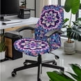 thumbnail image 3 of ZIATUBLES Boho Mandala Print Office Chair Cover Set of 5, Stretch Chair Cover with Armrest Slipcover, PU Leather Tissue Box Cover and Square Remote Caddy for Home Living Room, L, 3 of 7