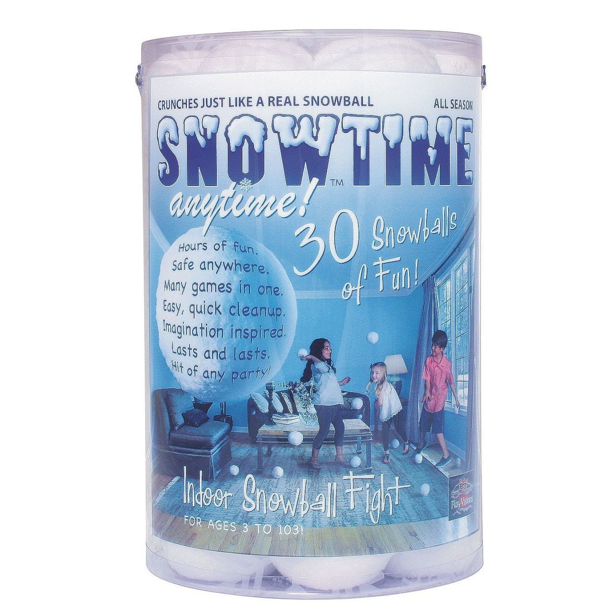 30 Pack Indoor Snowball Fight - Snowtime Anytime - Safe, No Mess, No